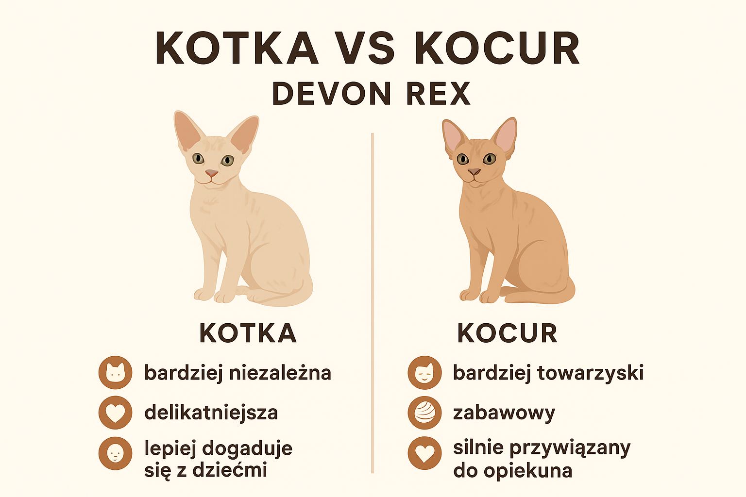 grafika porównawcza„Kotka vs Kocur Devon Rex”