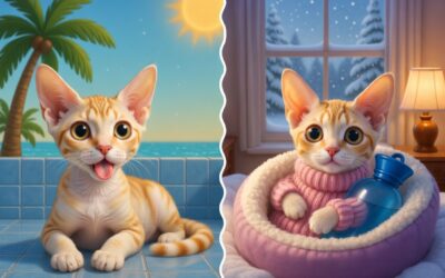 Devon Rex latem vs zimą – różnice w opiece, których nie spodziewałeś się